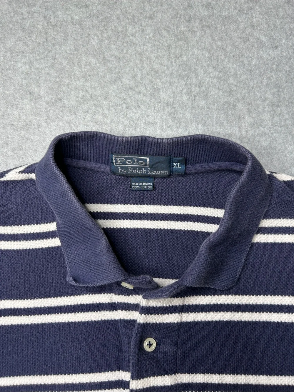 Polo‎ by Ralph Lauren Navy & White Striped Polo with Red Pony